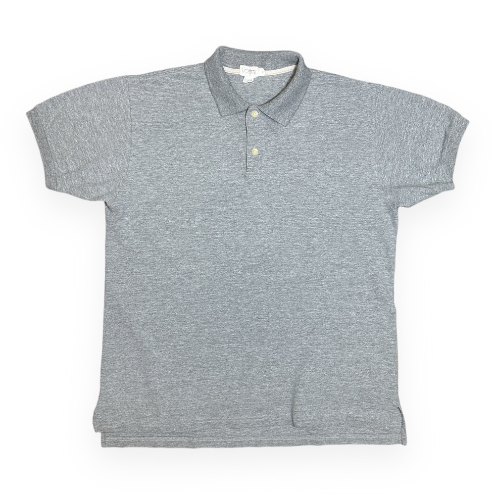 J.CREW USA Made Cotton Pique Polo Knit Shirt Mens XL (Tag M) Grey VTG 80s 90s